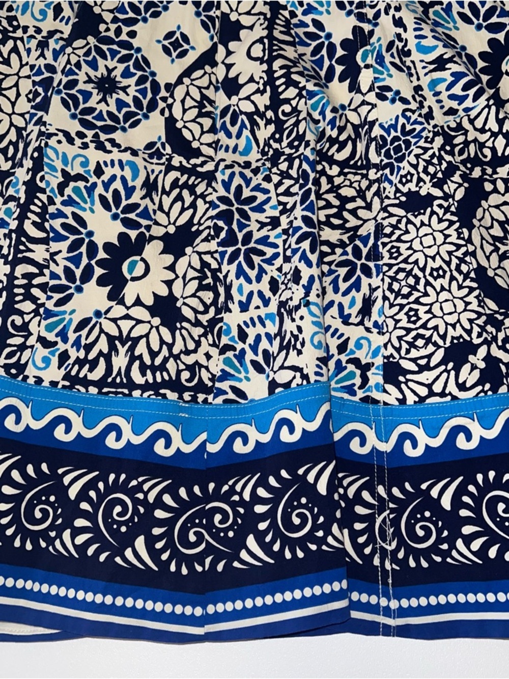 Avec Les Filles Blue and White Floral Sweetheart Neckline Mini Sun Dress Sz 14 - Picture 5 of 16